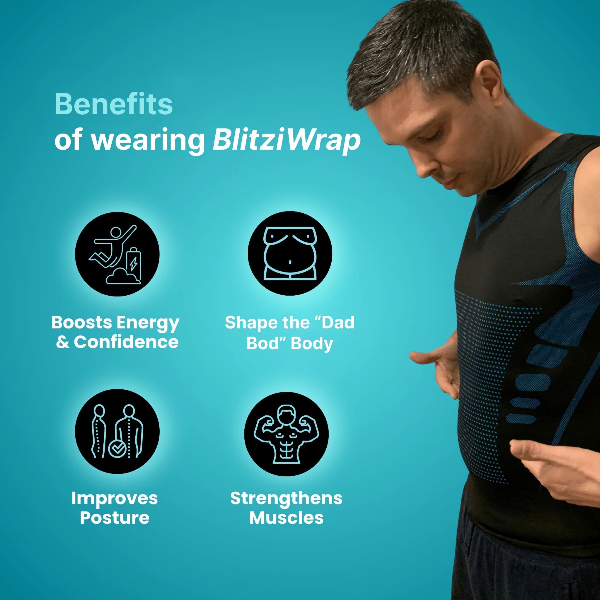 BlitziWrap Men Compression Shirt - Compression Top For Fitness Training