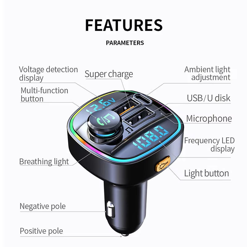CaryDyo FM Transmitters For Car - Bluetooth Car Audio Adapter