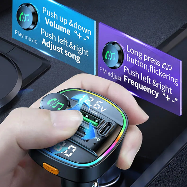 CaryDyo FM Transmitters For Car - Bluetooth Car Audio Adapter