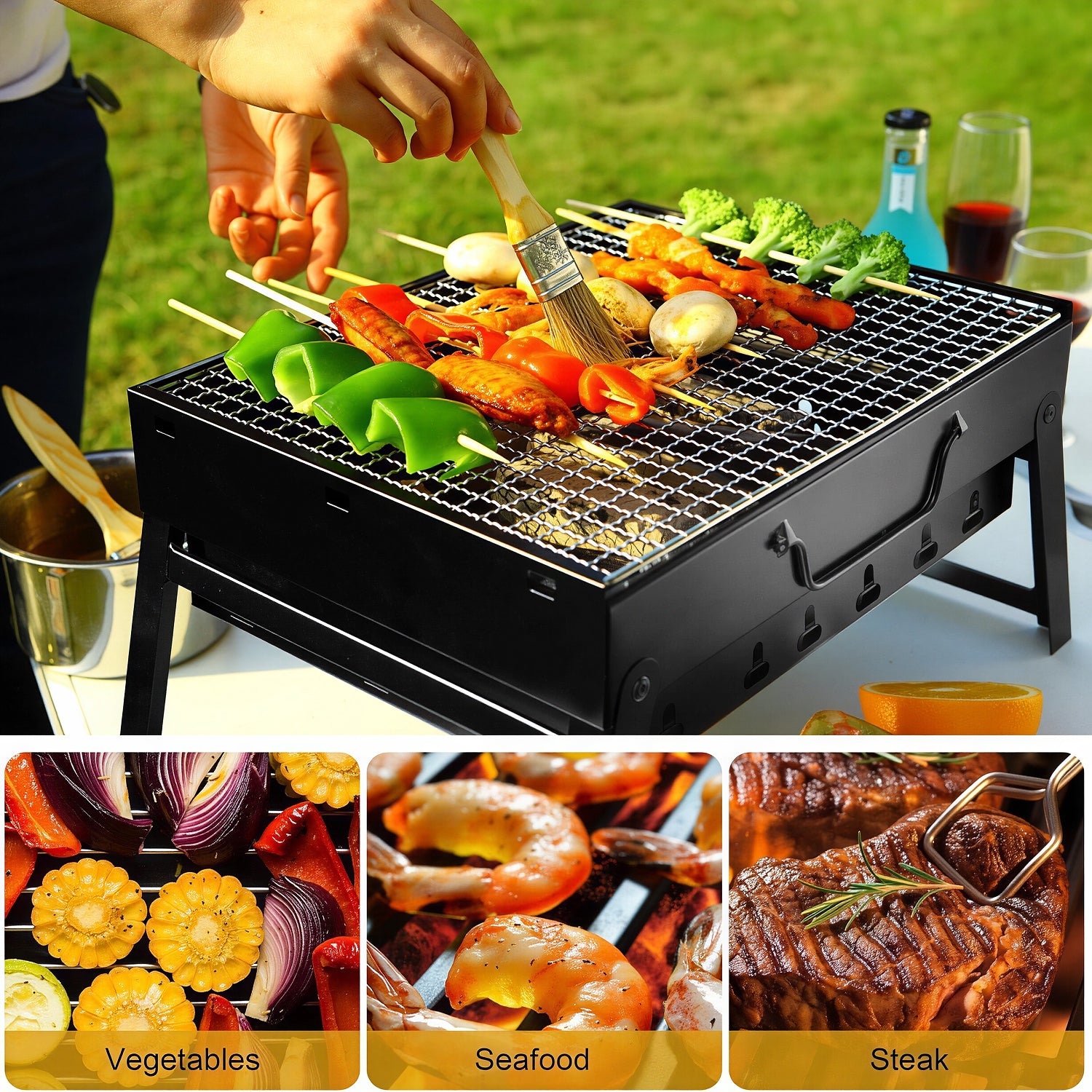FlamieGoie Portable Charcoal Grill - Compact Grill For Outdoor Cooking