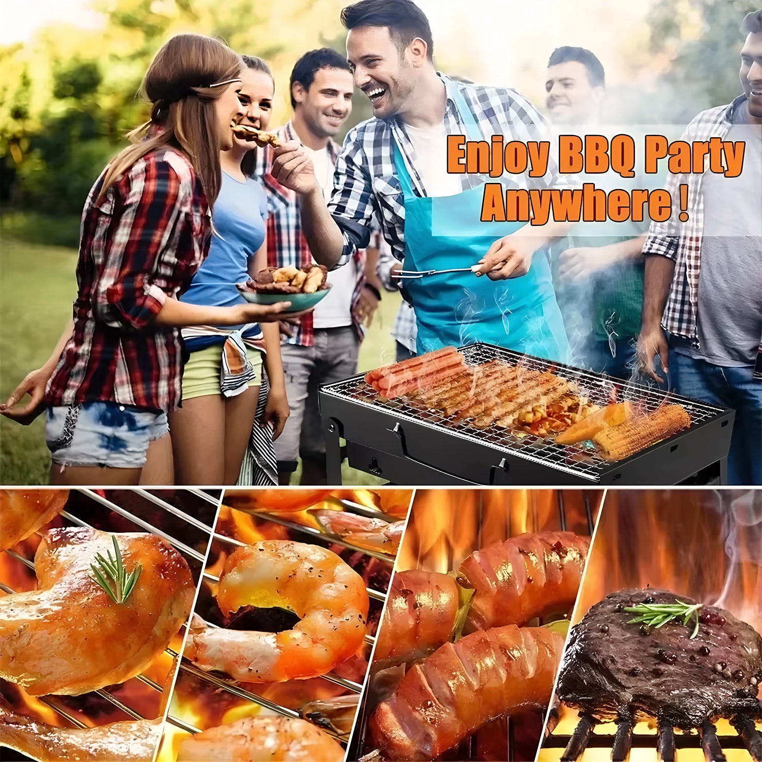 FlamieGoie Portable Charcoal Grill - Compact Grill For Outdoor Cooking