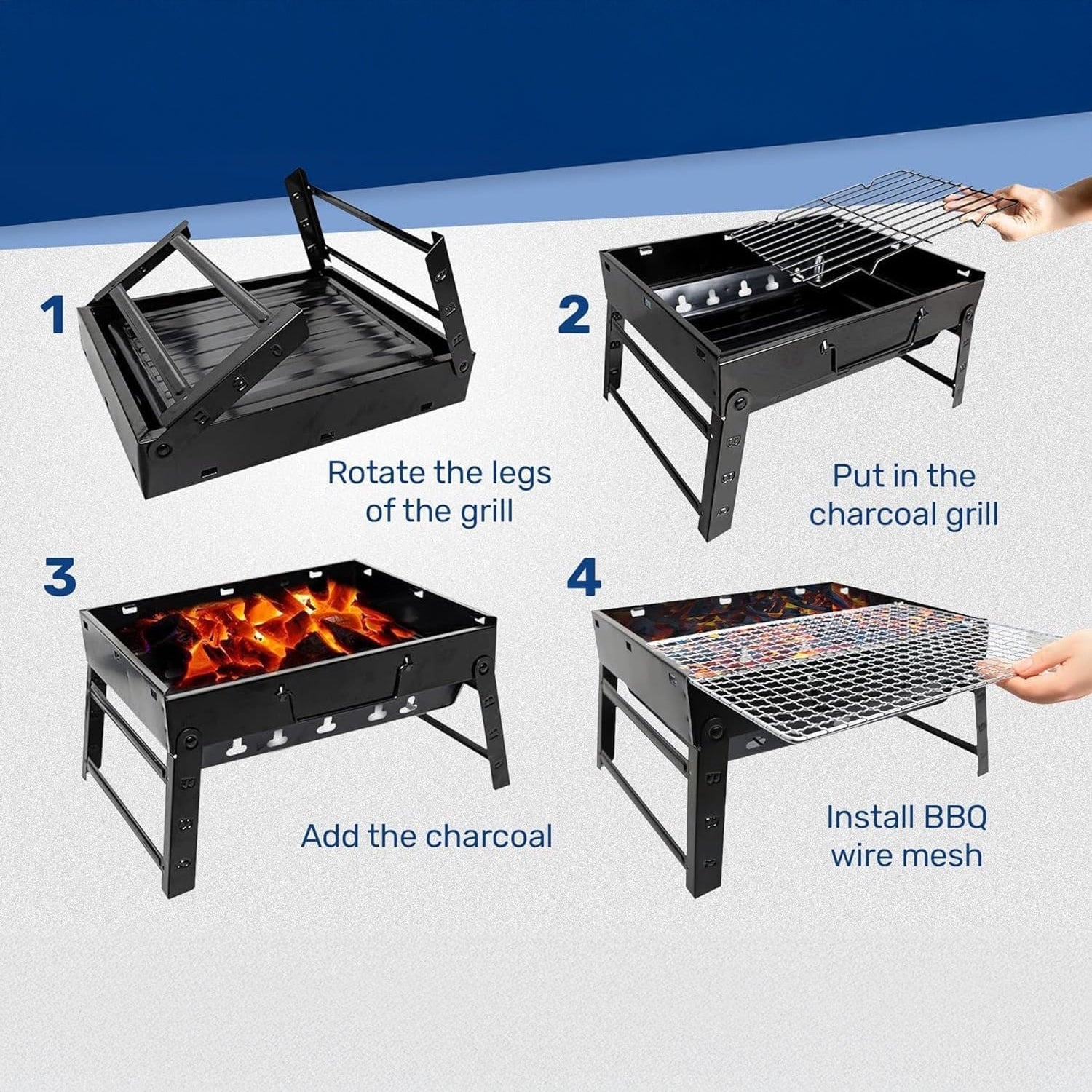 FlamieGoie Portable Charcoal Grill - Compact Grill For Outdoor Cooking