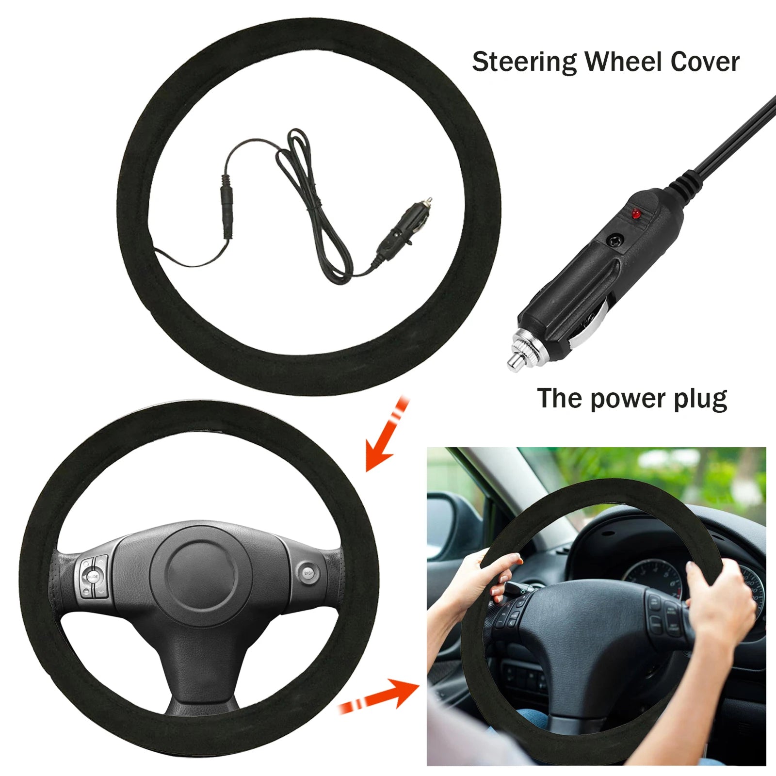 GlowGripoo Heated Steering Wheel Cover - Warm Grip Cover For Driving