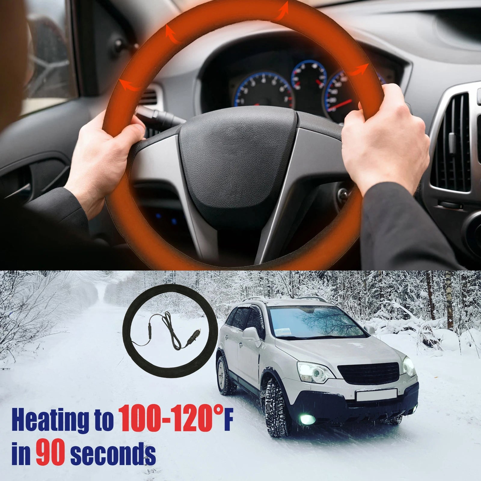 GlowGripoo Heated Steering Wheel Cover - Warm Grip Cover For Driving