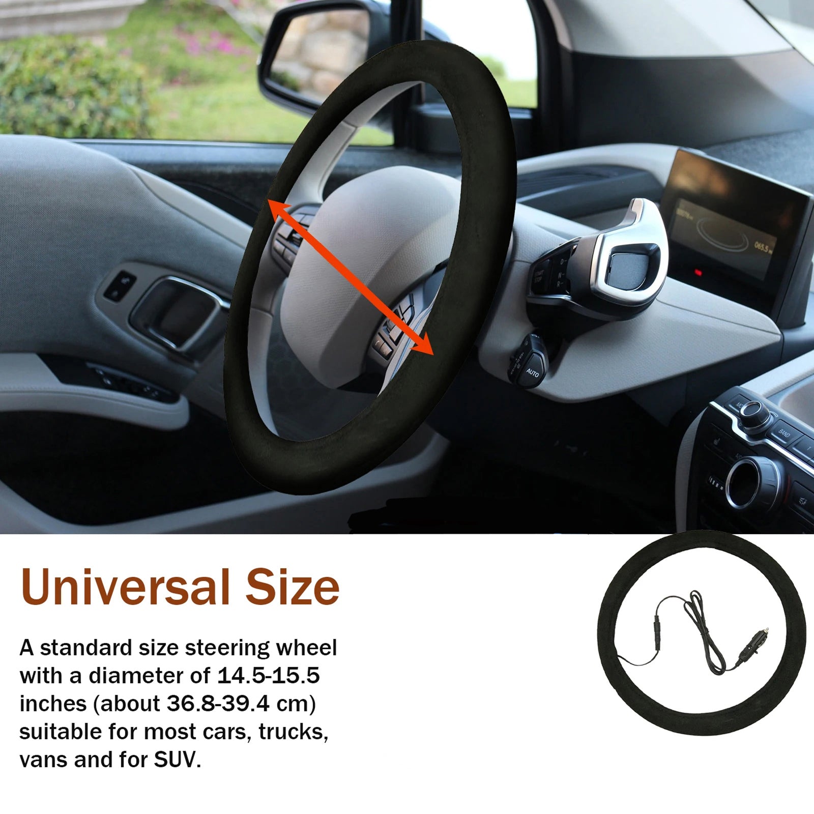 GlowGripoo Heated Steering Wheel Cover - Warm Grip Cover For Driving