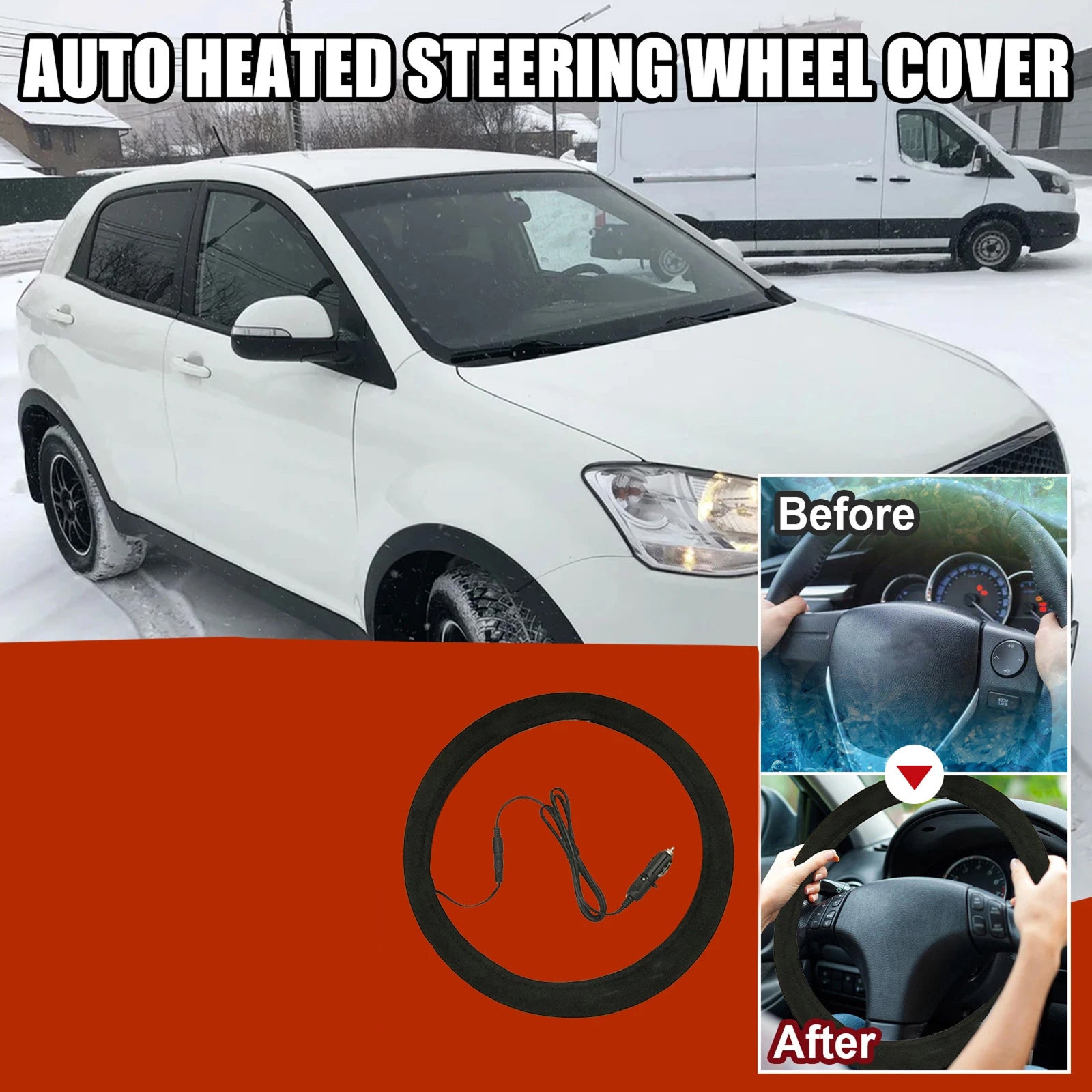 GlowGripoo Heated Steering Wheel Cover - Warm Grip Cover For Driving