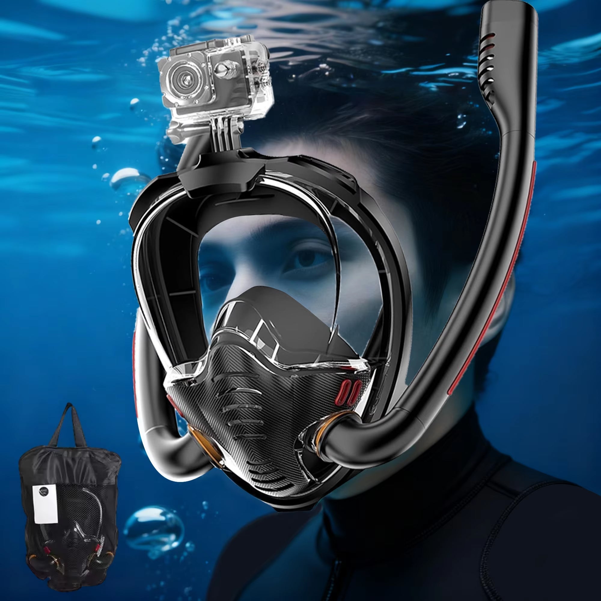Sealenzi Full Face Snorkel Mask - Snorkeling Mask For Underwater Viewing