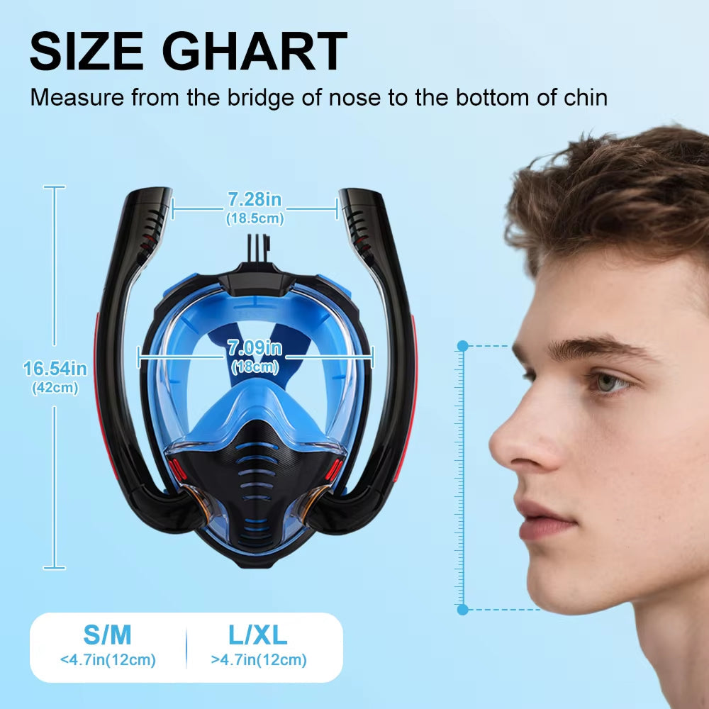 Sealenzi Full Face Snorkel Mask - Snorkeling Mask For Underwater Viewing